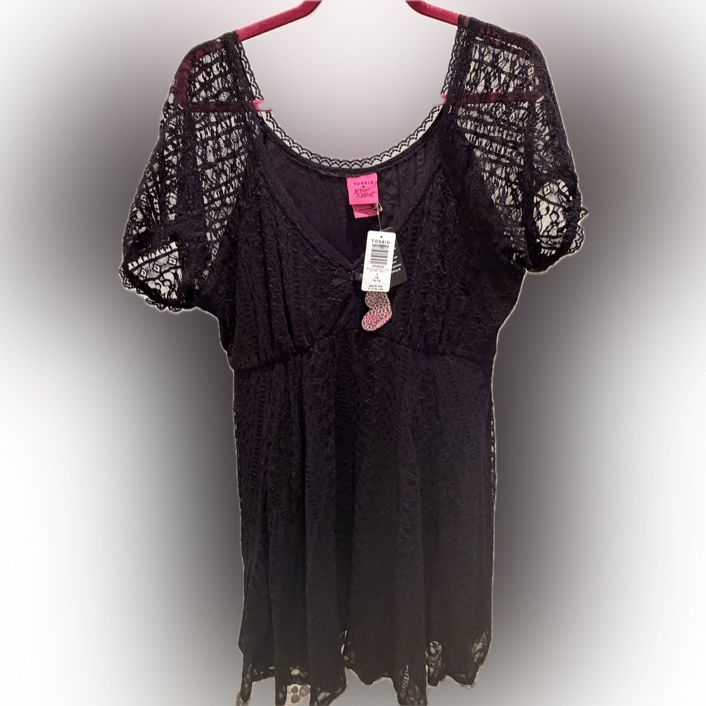 NWT Betsy Johnson Black Lace Skater Dress with Bow Detail 14/16 - Picture 6 of 13